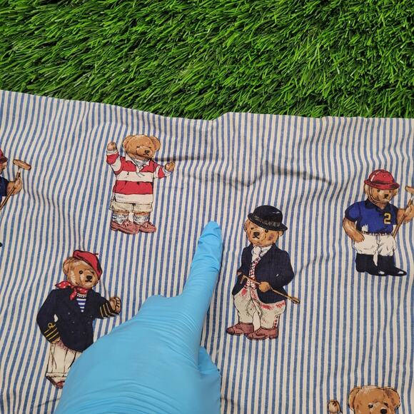 VTG 90s Ralph Lauren Polo Bear AOP Pillowcase Made in USA Preppy - Picture 4 of 5